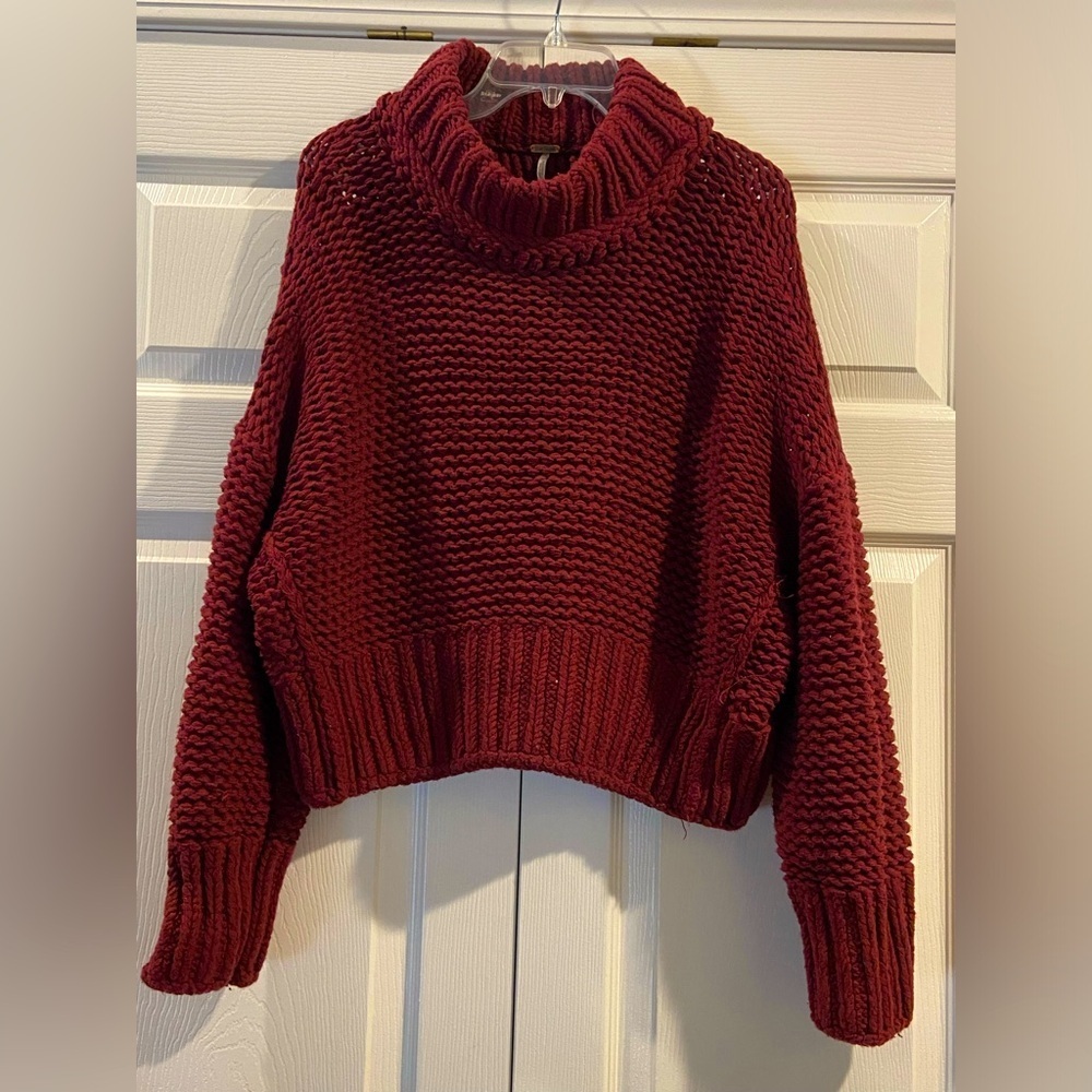Free People Oversized Chunky Knit Sweater Sz M Fall Thick Boho Grunge Cozy Fall